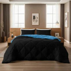 Dekbed zonder Overtrek Diamond 140x200 – Met Kussenslopen– Wasbaar – Zwart/Blauw