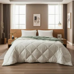 Dekbed zonder Overtrek Diamond 200x200 – Met Kussenslopen – Wasbaar – Groen/Kaki