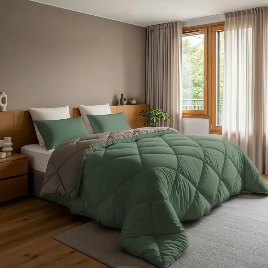 Dekbed zonder Overtrek Diamond 200x200 – Met Kussenslopen – Wasbaar – Groen/Kaki