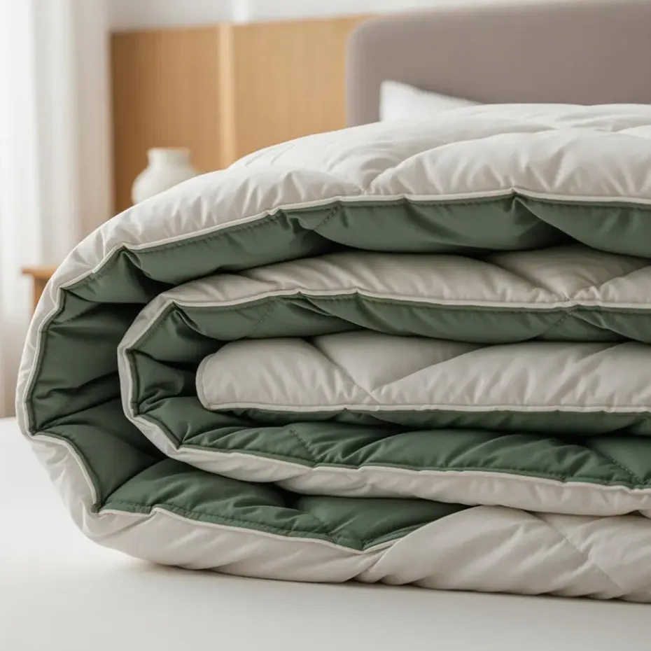 Dekbed zonder Overtrek Diamond 200x200 – Met Kussenslopen– Wasbaar – Crème/Groen