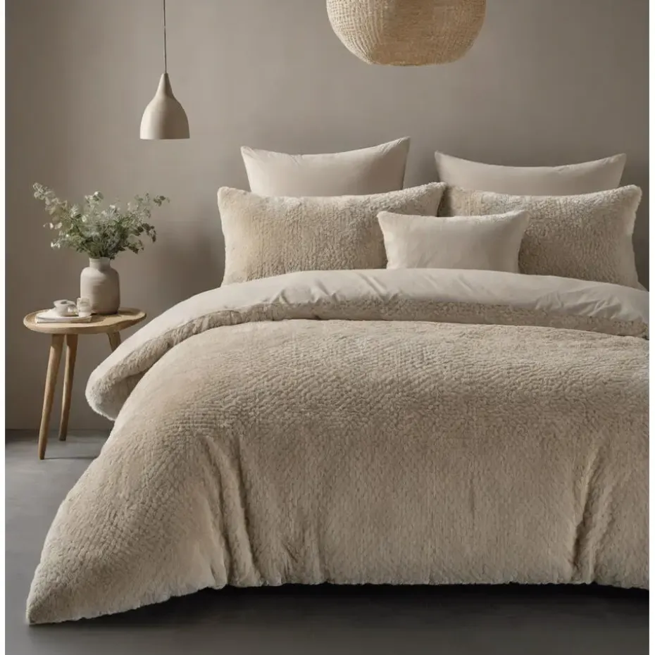 Dekbedovertrek Fur Teddy 140x220 – Fluweelzacht & Knus Design – Taupe