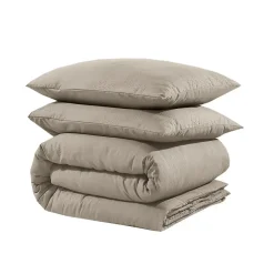 Dekbedovertrek Leaves 240x220 – Fluweelzacht Uni Design – Taupe