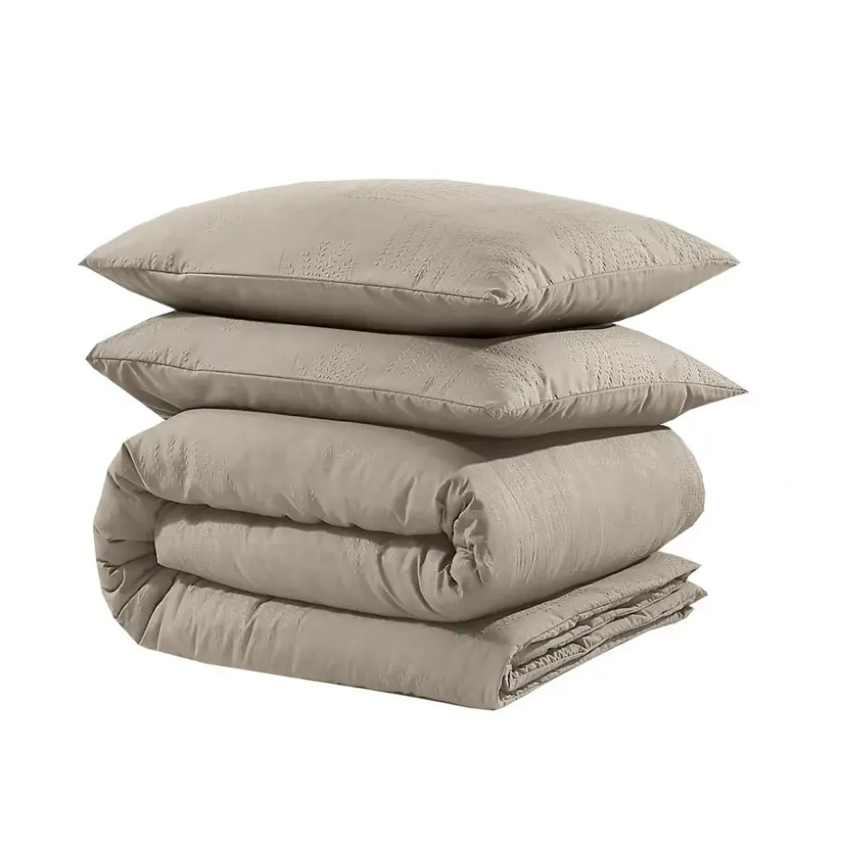 Dekbedovertrek Leaves 240x220 – Fluweelzacht Uni Design – Taupe