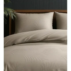 Dekbedovertrek Leaves 200x200 – Fluweelzacht Uni Design – Taupe