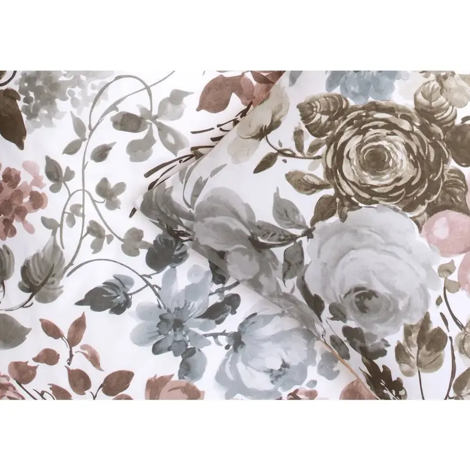 Dekbedovertrek Nova bloemen - wit/roze - 140x200/220 cm