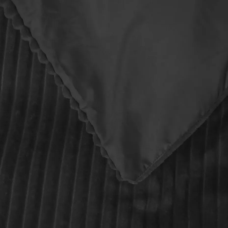 Dekbedovertrek Teddy Rib 200x220 – Fluweelzacht & Knus Design - Zwart