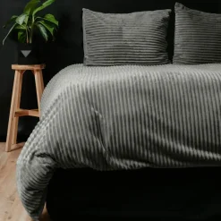 Dekbedovertrek Teddy Rib 200x220 – Fluweelzacht & Knus Design - Grijs
