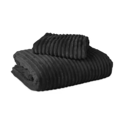 Dekbedovertrek Teddy Rib 140x220 – Fluweelzacht & Knus Design - Zwart