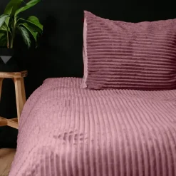 Dekbedovertrek Teddy Rib 240x220 – Fluweelzacht & Knus Design - Roze