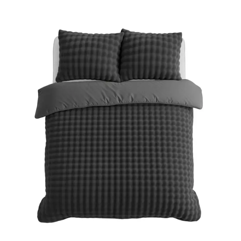 Dekbedovertrek 240x220 – Pompom Design & Warm Flanel Fleece - Antraciet