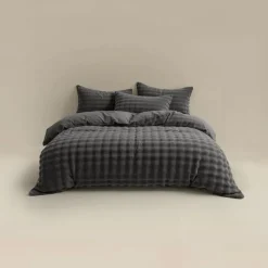 Dekbedovertrek 240x220 – Pompom Design & Warm Flanel Fleece - Antraciet