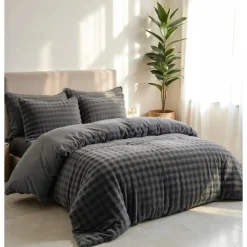 Dekbedovertrek 140x220 – Pompom Design & Warm Flanel Fleece - Antraciet