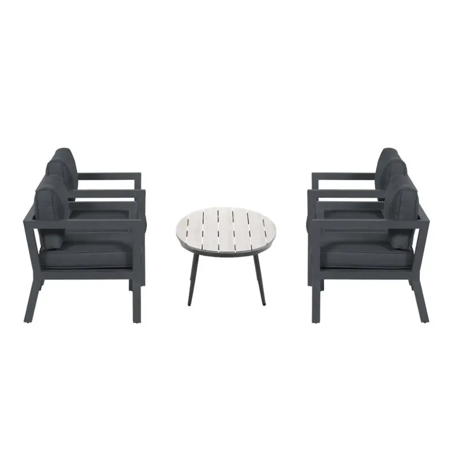 5-delige loungeset Ridge –4 luxe lounge fauteuils inclusief salontafel