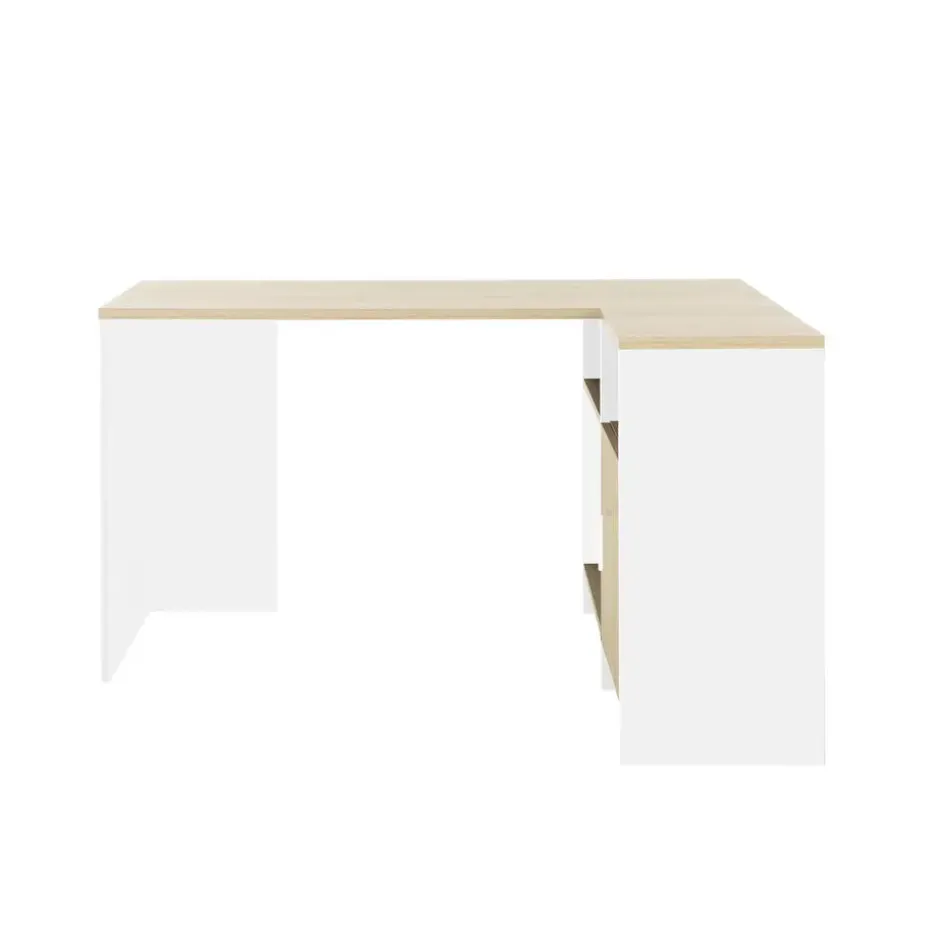Diagone Hoekbureau Liverpool - 1 deur 3 vakken -Wit/Eikenkleur