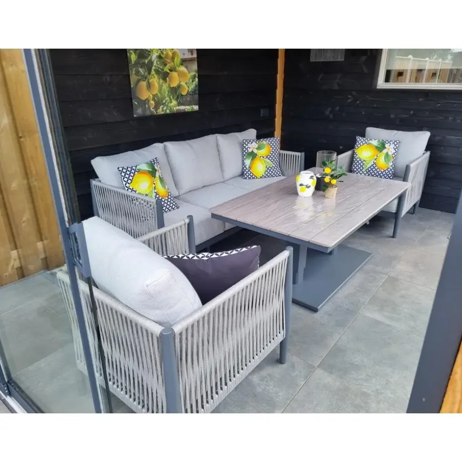 Diamo loungeset - 3-delig - carbon black - grey sand - valley sand
