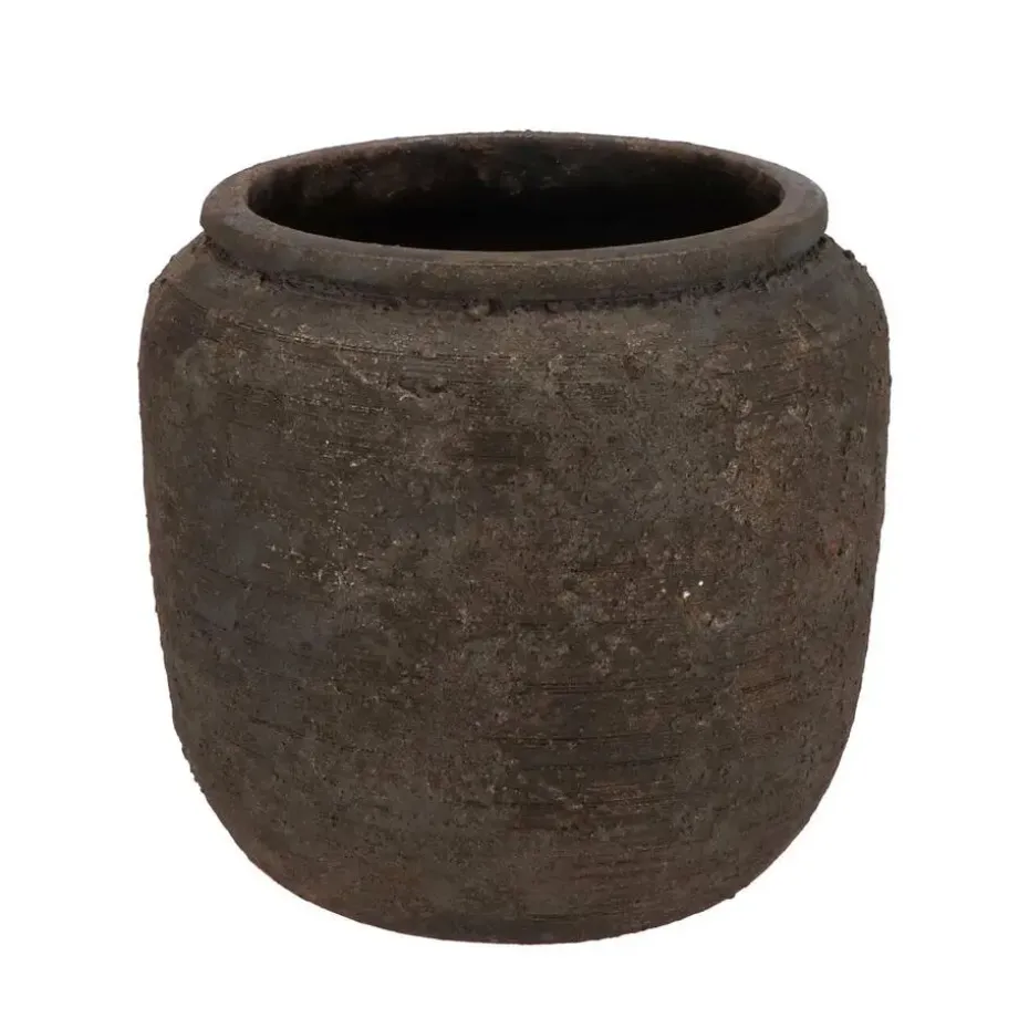 DK Design Bloempot kruik model Batu - roestbruin - D18 x H16 cm