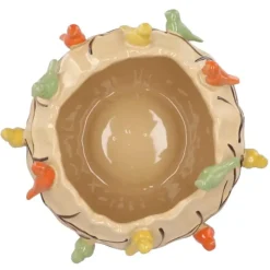 DK Design Bloempot/plantenpot Vogels - zandkleurig - D19 x H15 cm