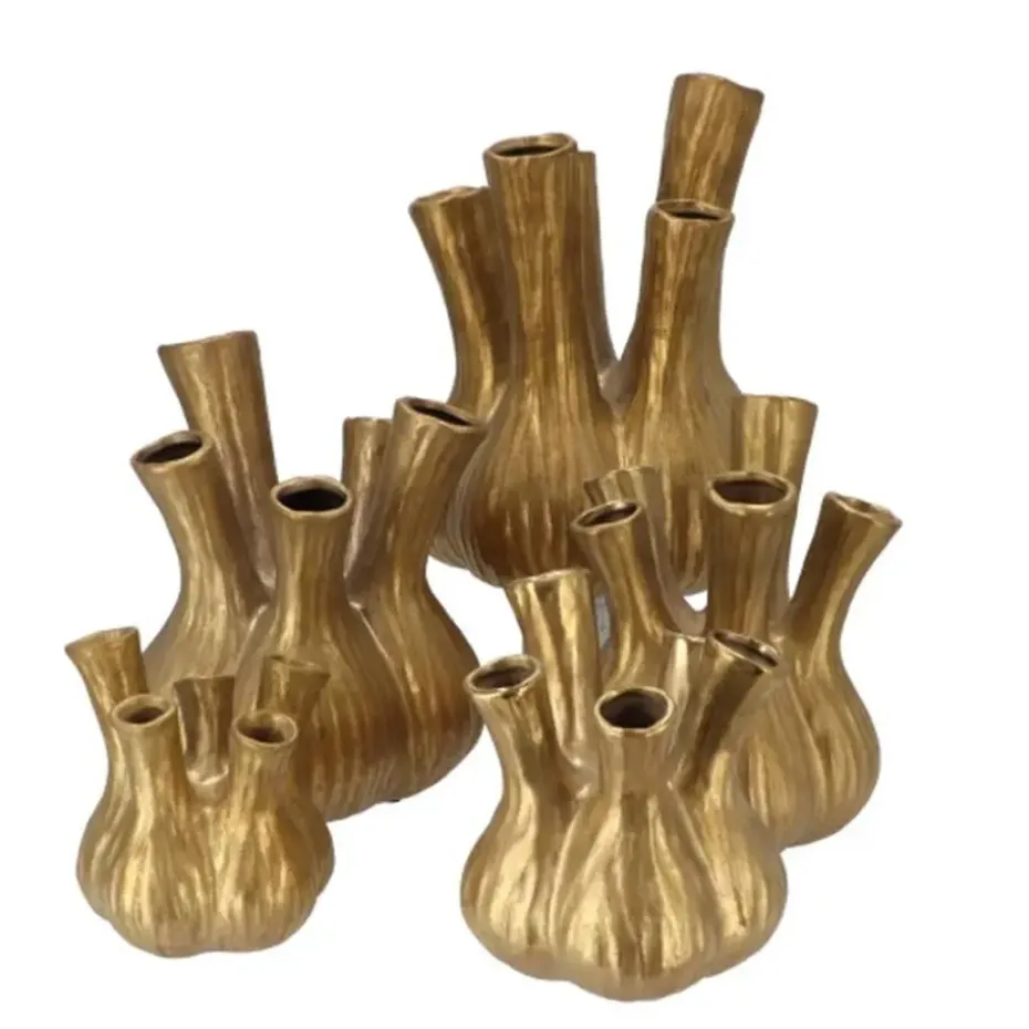 DK Design vaas Aglio - tulpenvaas - XL -mat goud - D26 x H35 cm
