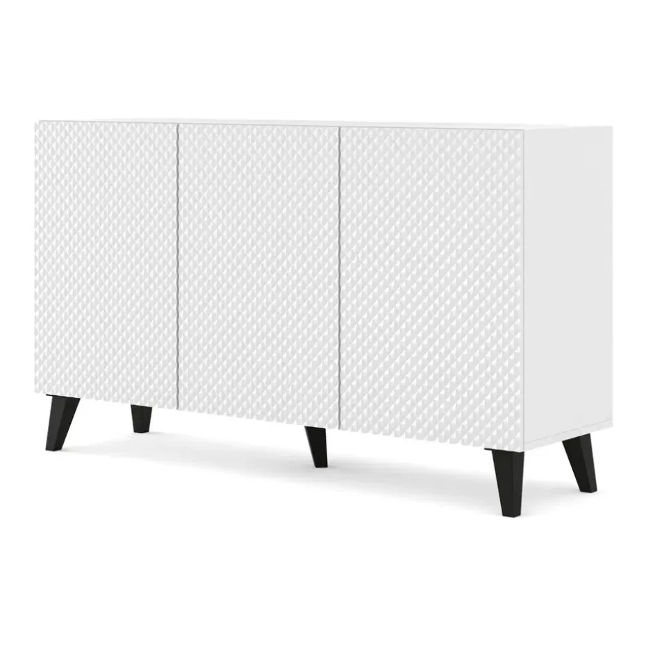 Dressoir Ravenna PC 150 3D glanzend wit (fronten) deuren gefreesd