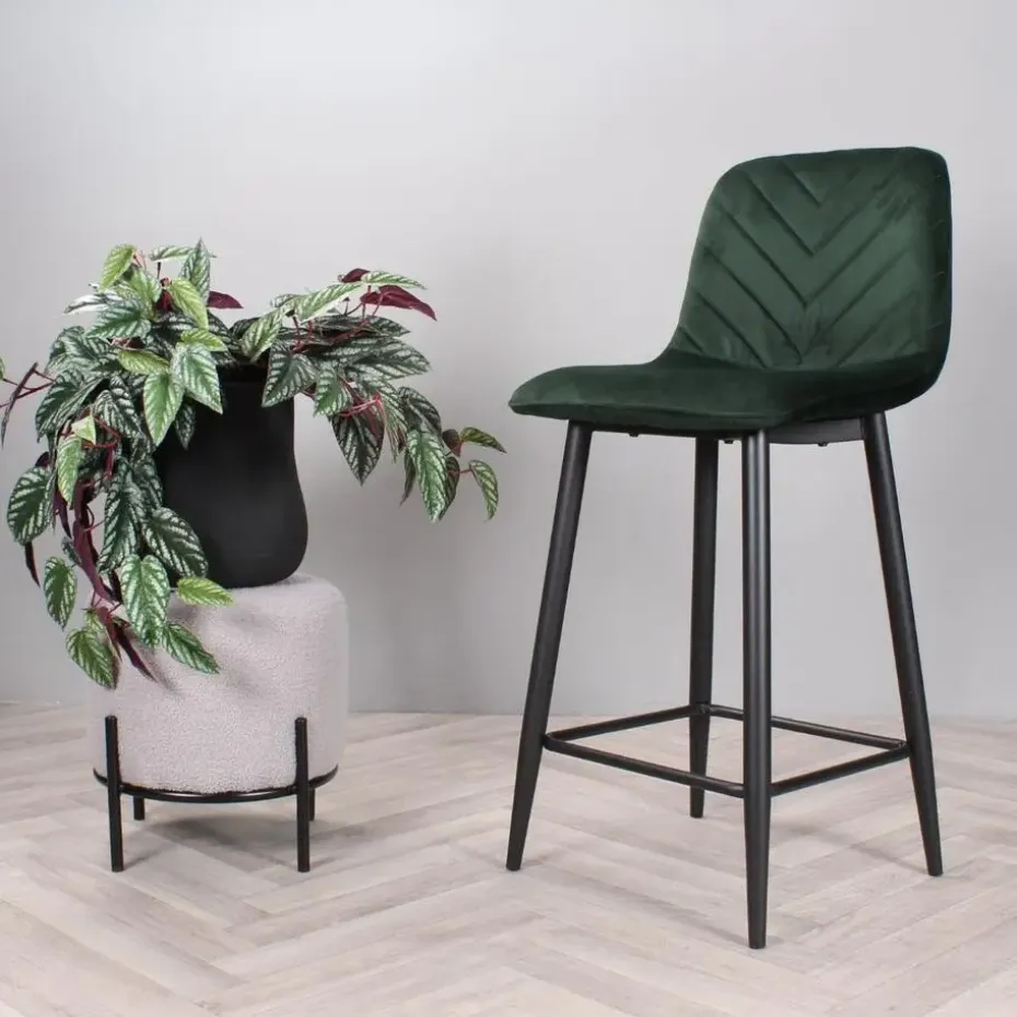 DS4U - Gaby barkruk velvet 65 cm 2.0 - groen