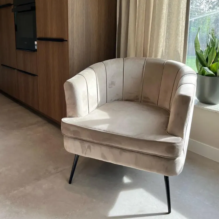 DS4U - Norah fauteuil velvet champagne/taupe