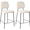 DUETTE - Barkruk set van 2 - Lichtbeige - Fluweel
