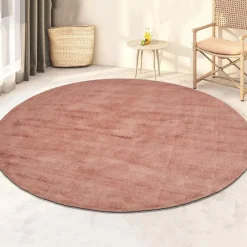 Dutch Lifestyle - Viscose - Vloerkleed - 115cm rond - Rood