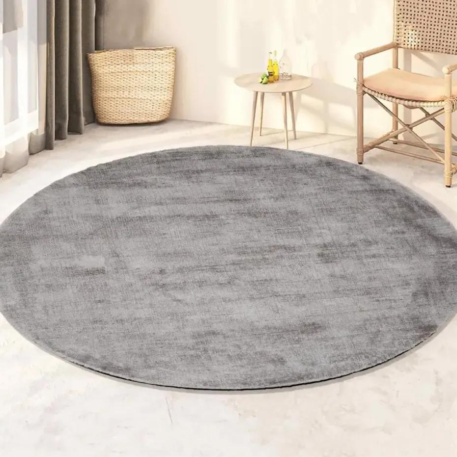 Dutch Lifestyle - Viscose - Vloerkleed - 195cm rond - Grijs