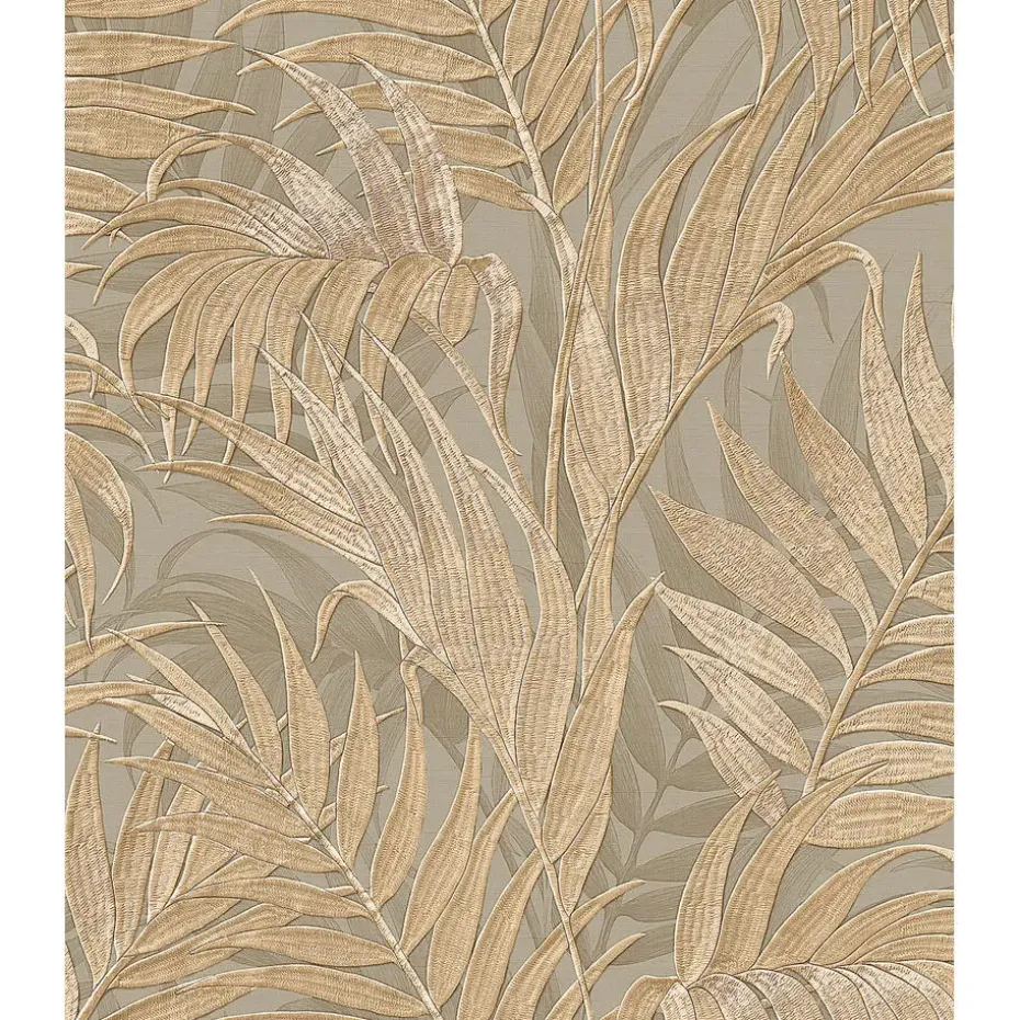Dutch Wallcoverings - Grace Tropical palm leaf green/gold - GR322105