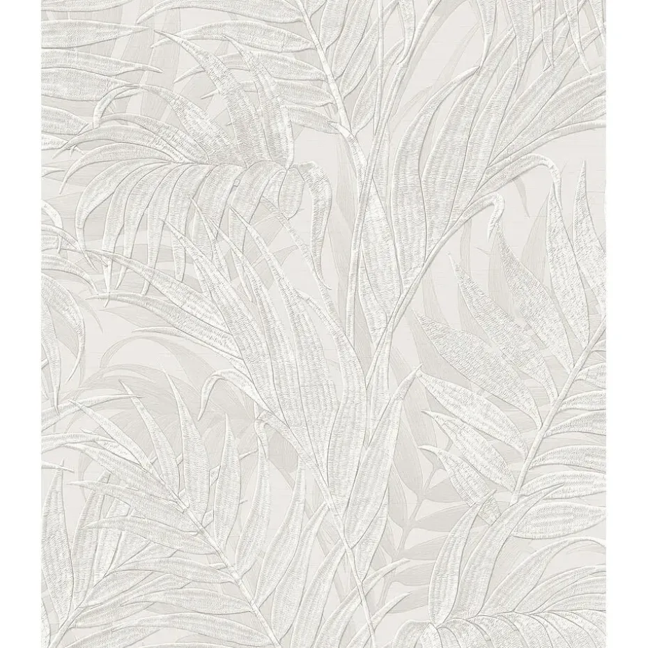 Dutch Wallcoverings - Grace Tropical palm leaf silver - GR322101