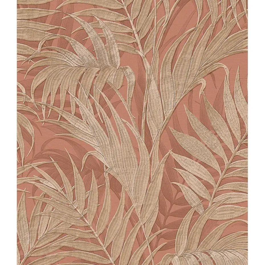 Dutch Wallcoverings - Grace Tropical palm leaf brown/gold - GR322106
