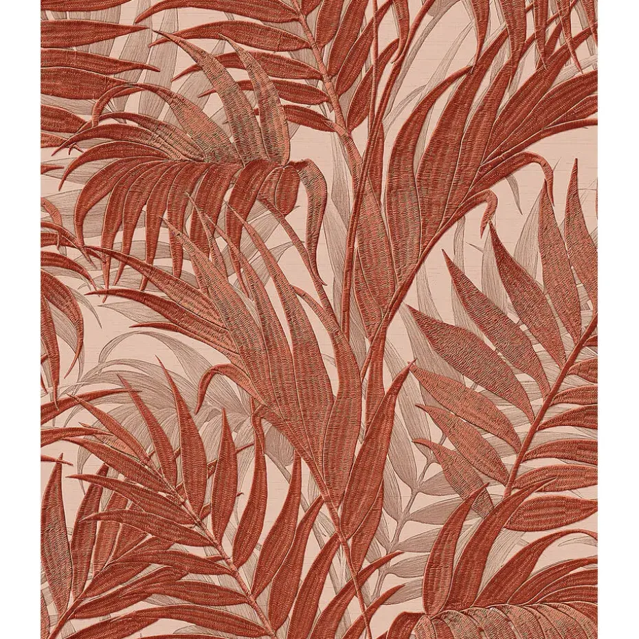 Dutch Wallcoverings - Grace Tropical palm leaf orange/beige - GR322107