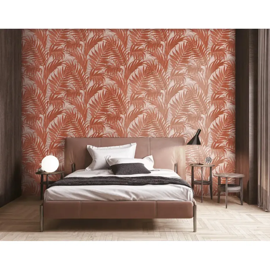 Dutch Wallcoverings - Grace Tropical palm leaf orange/beige - GR322107