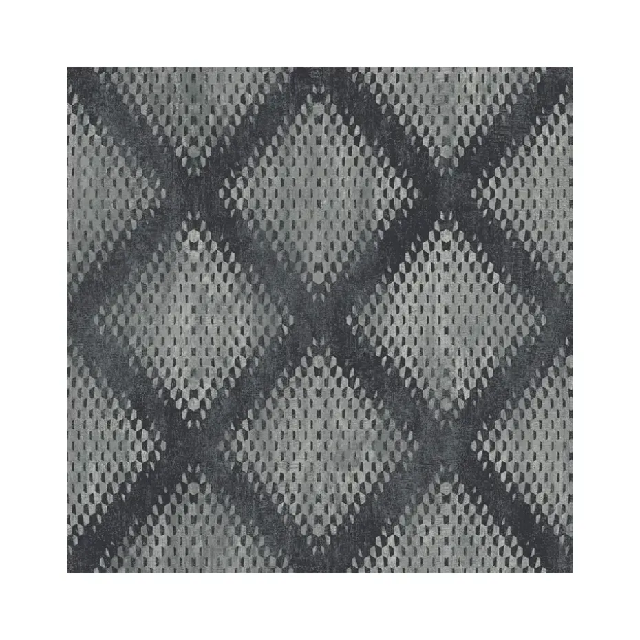 Dutch Wallcoverings - Hexagone ruit zwart/zilver - 0,53x10,05m