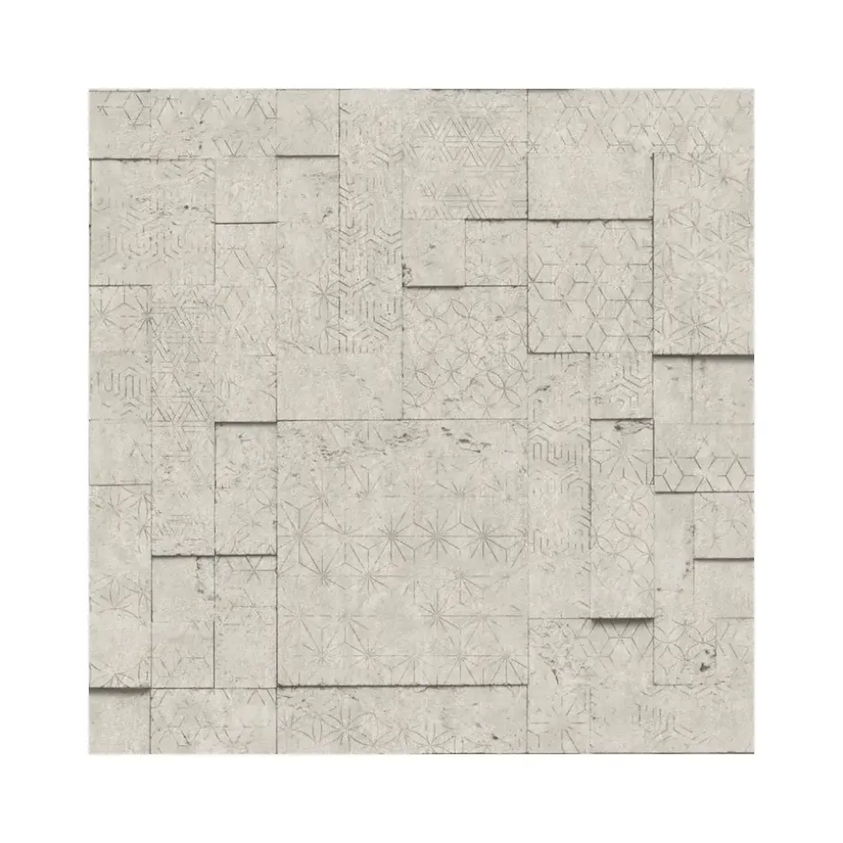 Dutch Wallcoverings - Horizons tegels/dessin donkerbeige - 0,53x10,05m