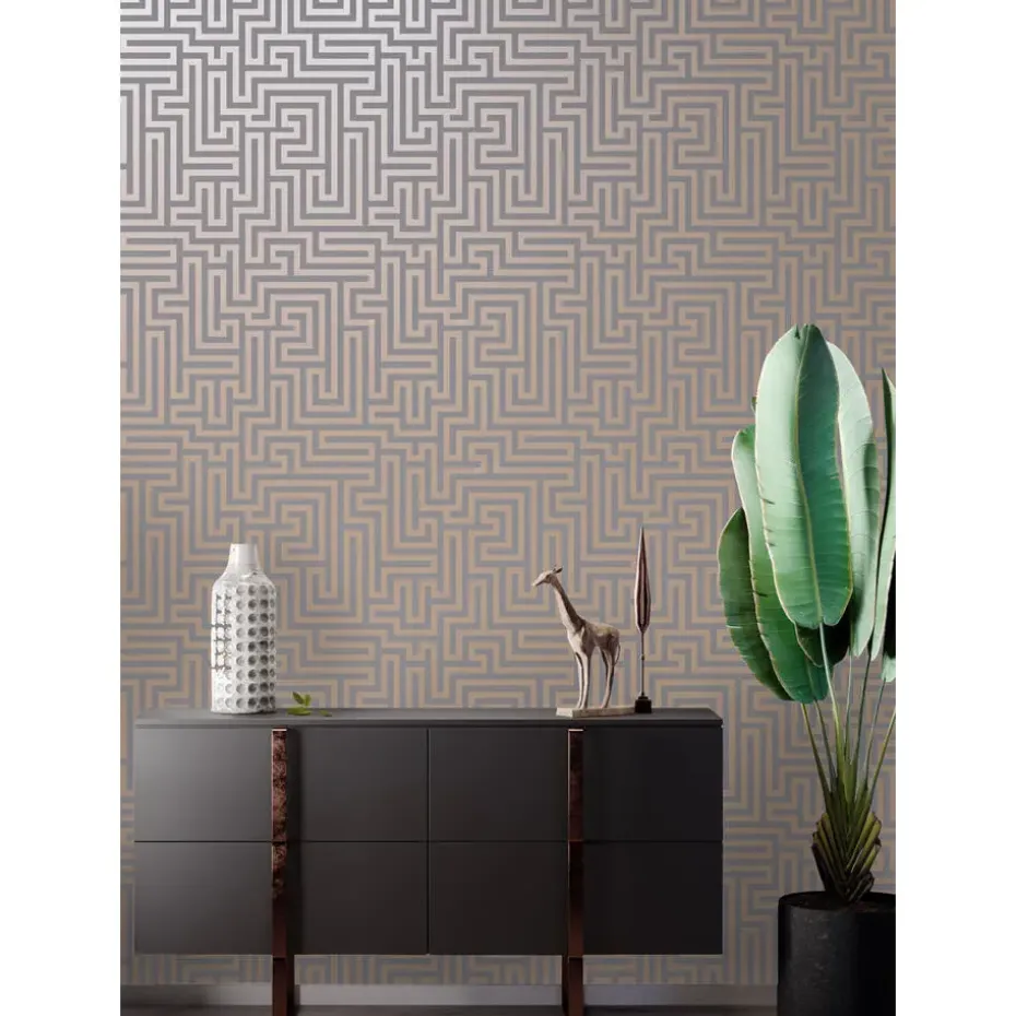 Dutch Wallcoverings - Indulgence Maze grey/rose/gold - 0,53x10,05m