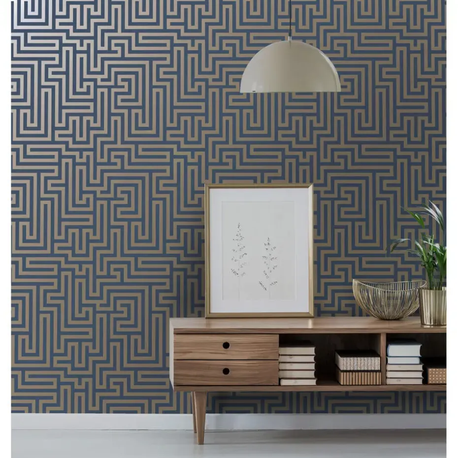Dutch Wallcoverings - Indulgence Maze navy - 0,53x10,05m