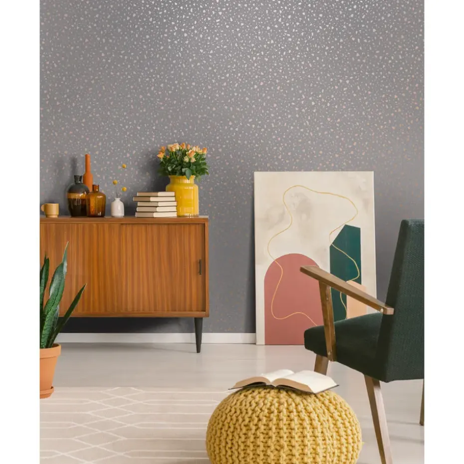 Dutch Wallcoverings - Indulgence Terrazzo grey/rose/gold -0,53x10,05m