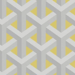 Dutch Wallcoverings - Indulgence Trident geo grey/yellow -0,53x10,05m