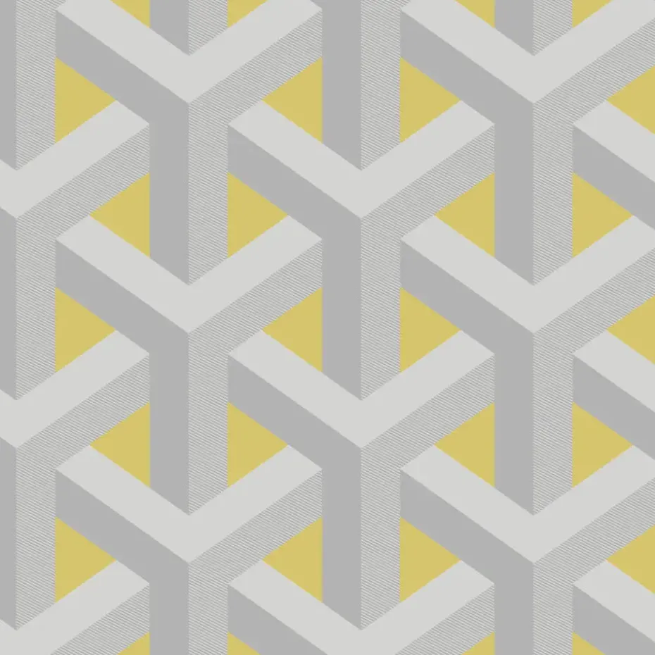 Dutch Wallcoverings - Indulgence Trident geo grey/yellow -0,53x10,05m