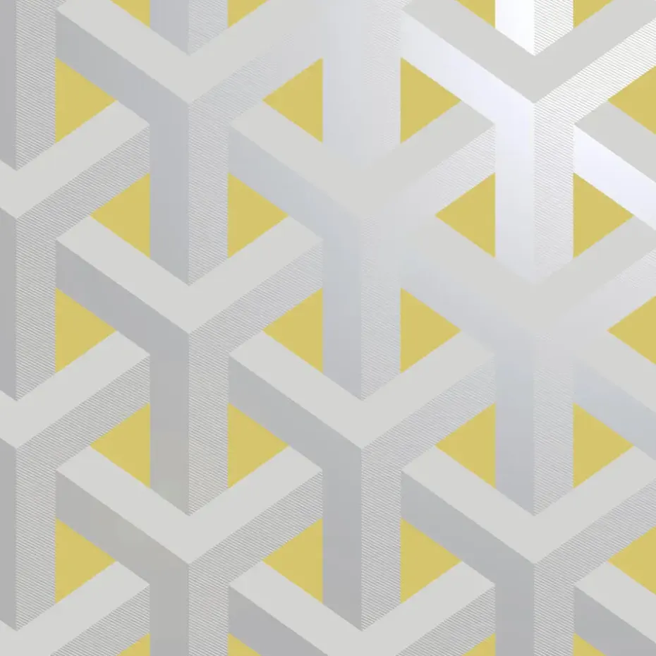 Dutch Wallcoverings - Indulgence Trident geo grey/yellow -0,53x10,05m
