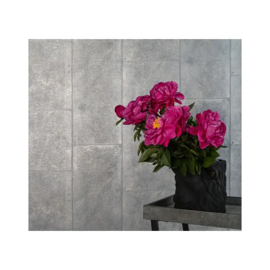Dutch Wallcoverings - Loft blokken zilvergrijs - 0,53x10,05m