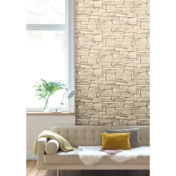 Dutch Wallcoverings - Nomad Dax steen beige - 0,53x10,05m
