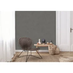 Dutch Wallcoverings - Palma uni antraciet - 0,53x10,05m