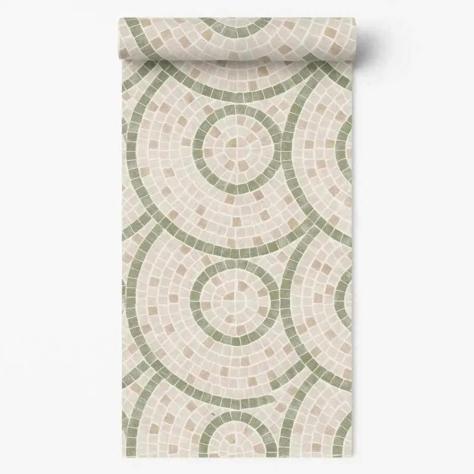 Dutch Wallcoverings Vliesbehang Artifice mozaïc tegel - beige/groen - 10m x 53cm