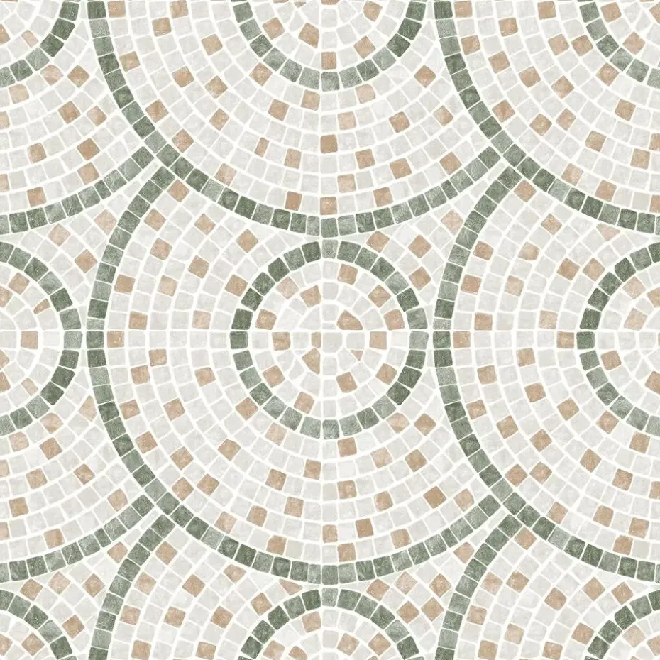 Dutch Wallcoverings Vliesbehang Artifice mozaïc tegel - beige/groen - 10m x 53cm