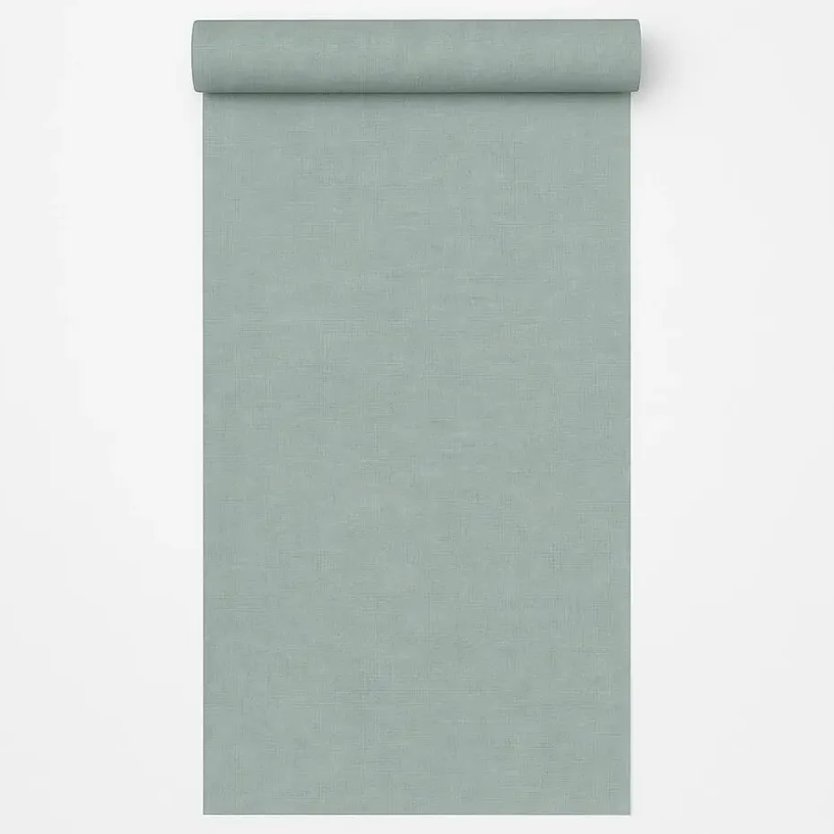 Dutch Wallcoverings Vliesbehang Linen & Textures uni - lightgreen - 10m x 53cm