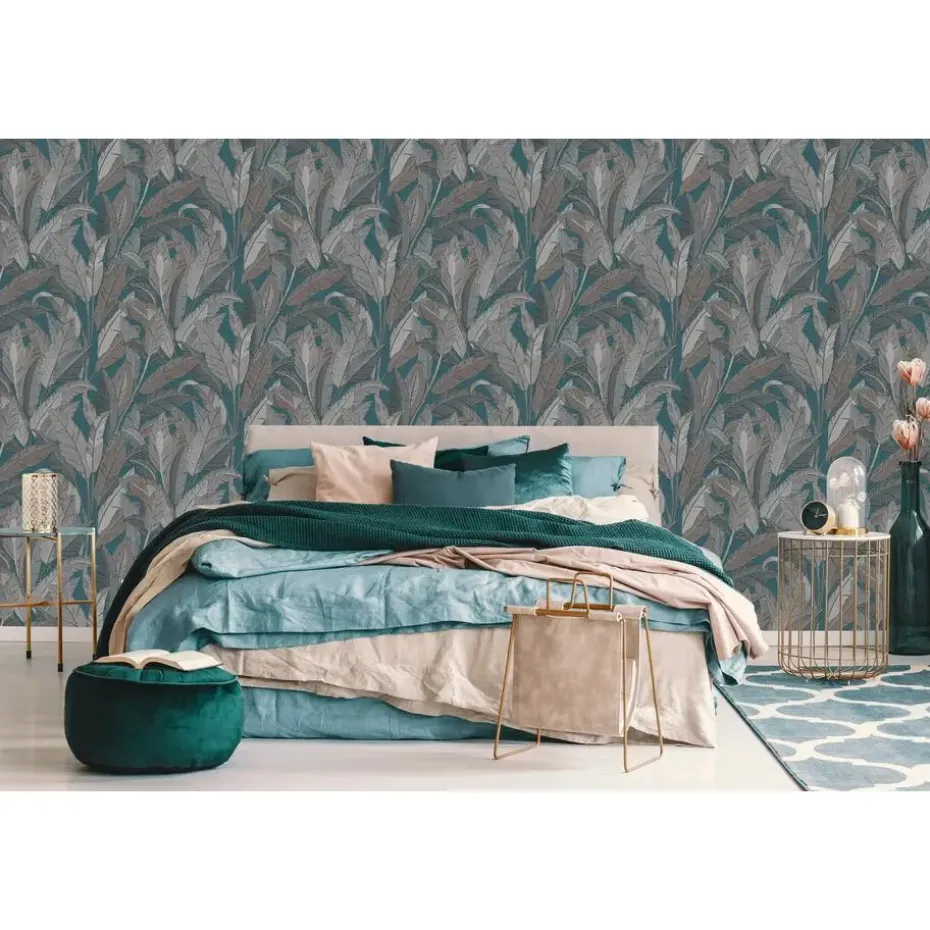 Dutch Wallcoverings Vliesbehang Renaissance leaves - blauw - 10,05m x 53cm