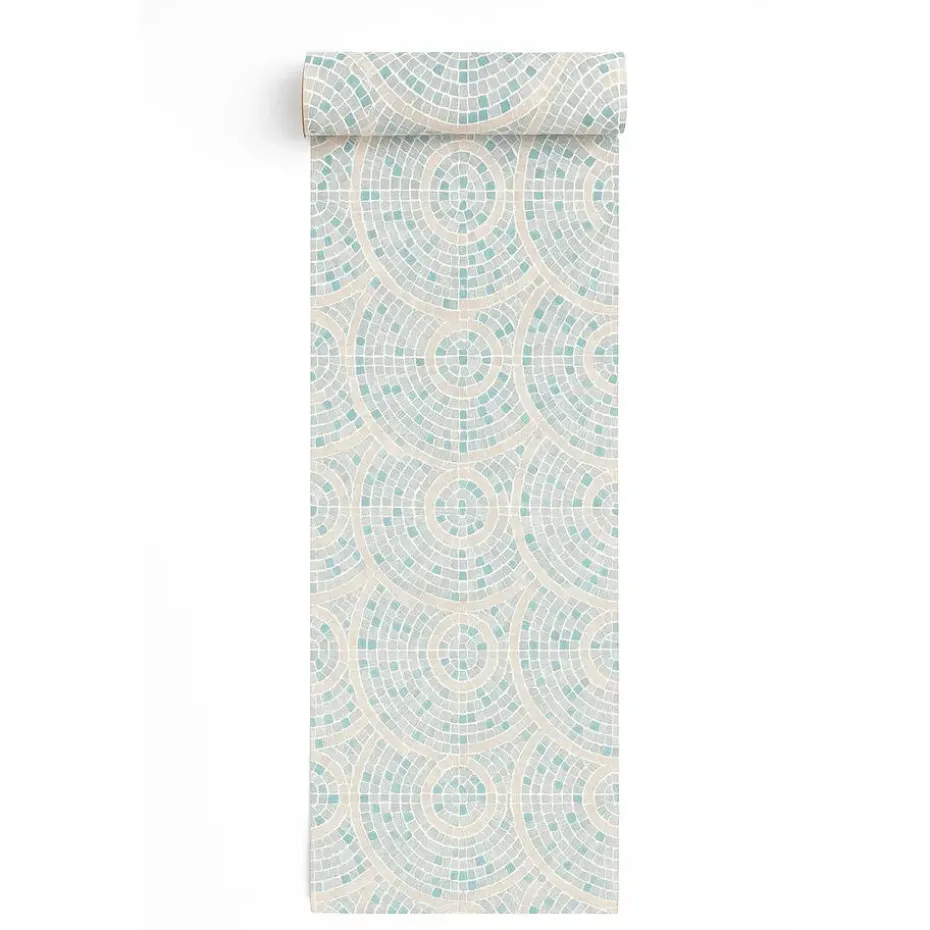 Dutch Wallcoverings Vliesbehang Artifice mozaïc tegel - grijs/petrol - 10mx53cm