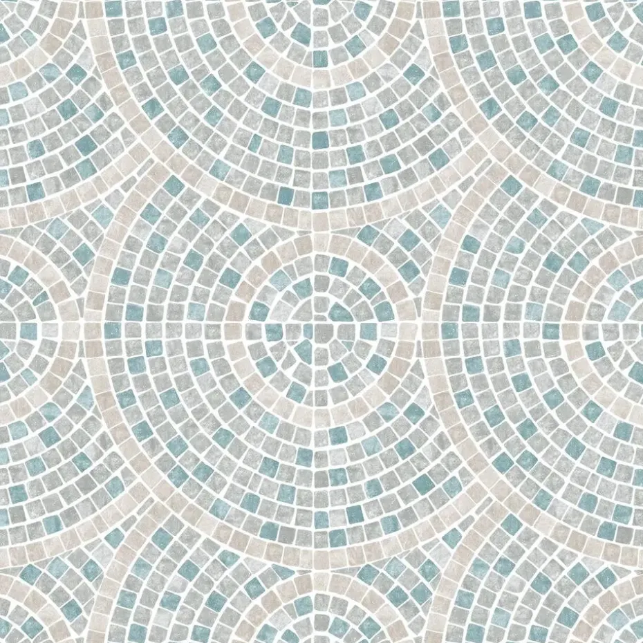 Dutch Wallcoverings Vliesbehang Artifice mozaïc tegel - grijs/petrol - 10mx53cm
